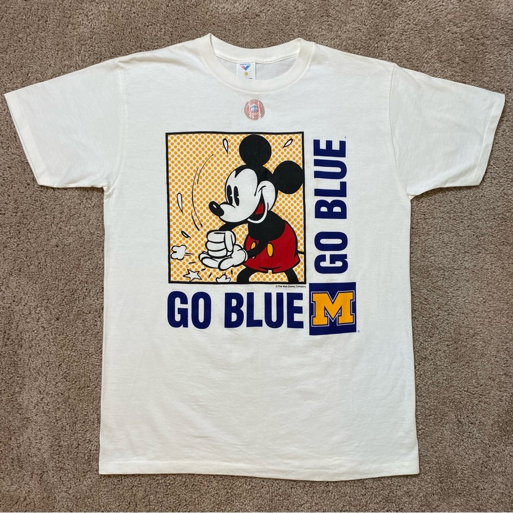 Vintage Michigan Wolverines Mickey Mouse Shirt NOS